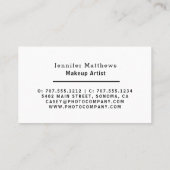 Carte De Visite Artiste maquillage moderne personnalisé noir et or (Dos)