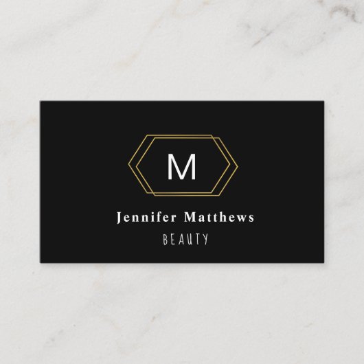 Carte De Visite Artiste maquillage moderne personnalisé noir et or (Devant)