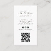Carte De Visite Artiste maquillage moderne Photo QR Code Médias so (Dos)