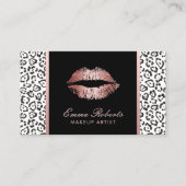 Carte De Visite Artiste maquillage Moderne Rose Lips d'or Leopard (Devant)