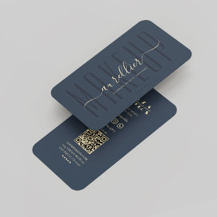 Carte De Visite Artiste maquillage Monogramme bleu foncé Moderne