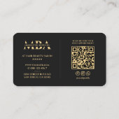 Carte De Visite Artiste maquillage Monogramme élégant Noir moderne (Dos)