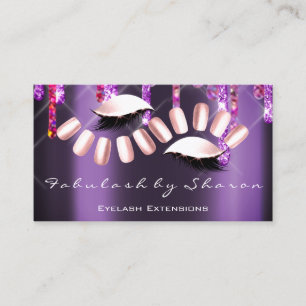 Carte De Visite Artiste maquillage Nail Artiste Violet Rose Lashes