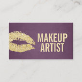 Carte De Visite Artiste maquillage Or moderne & violet (Devant)