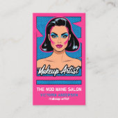 Carte De Visite Artiste maquillage rose rose Pop Art vertical (Devant)