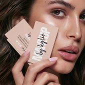 Carte De Visite Artiste maquillage signature en gras script rose