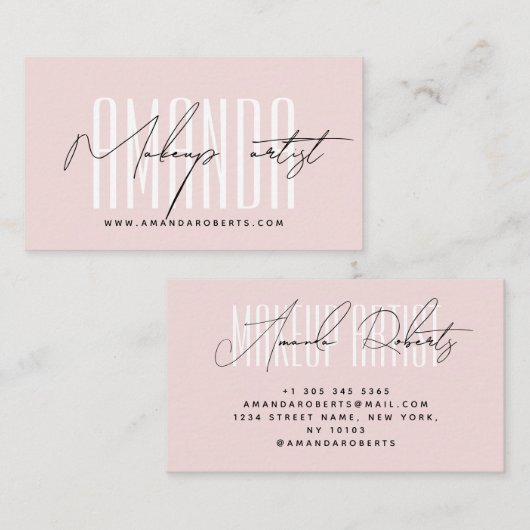 Carte De Visite Artiste maquillage typographie moderne script blus (Devant / Derrière)