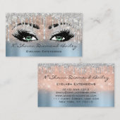 Carte De Visite Artiste maquillage Vert Eyelash Bleu Rose d'argent (Devant / Derrière)