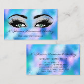 Carte De Visite Artiste maquillage Vert Eyelash Blue Holographic G (Devant / Derrière)
