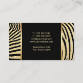 Carte De Visite Artiste maquillage Zebra Stripes Gold Lips Élégant (Dos)