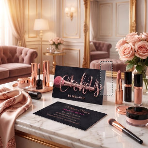 Carte De Visite Artiste Maquilleuse Paillettes Rose Gold Glam