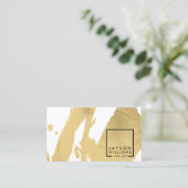 Carte De Visite Artiste moderne Abstrait Faux Gold Brushstrokies (Debout devant)
