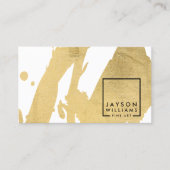 Carte De Visite Artiste moderne Abstrait Faux Gold Brushstrokies (Devant)