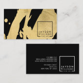 Carte De Visite Artiste moderne Abstrait Gold/Noir Brosse (Devant / Derrière)