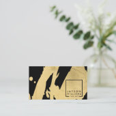 Carte De Visite Artiste moderne Abstrait Gold/Noir Brosse (Debout devant)