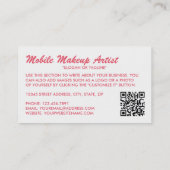 Carte De Visite Artiste moderne branché de maquillage rose (Dos)