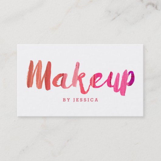 Carte De Visite Artiste moderne branché de maquillage rose (Devant)