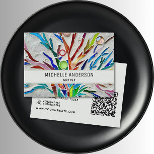 Carte De Visite Artiste moderne coloré QR Code