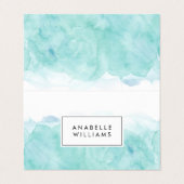 Carte De Visite Artiste moderne d'aquarelle de turquoise (Extérieur déplié)
