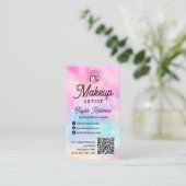 Carte De Visite Artiste moderne de maquillage d'aquarelle rose arc (Debout devant)