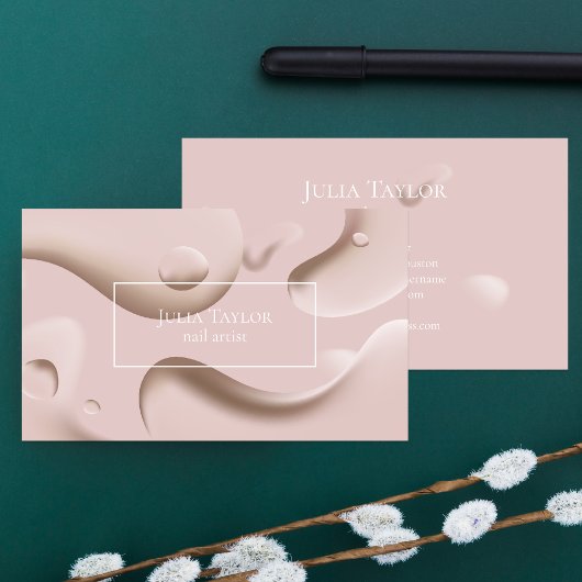 Carte De Visite Artiste moderne de salon de beauté rose pâle