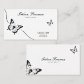 Carte De Visite Artiste moderne de tatouage à papillon noir et bla (Devant / Derrière)