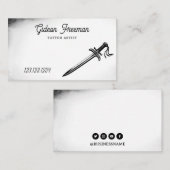 Carte De Visite Artiste moderne de tatouage noir et blanc (Devant / Derrière)