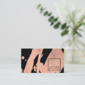 Carte De Visite Artiste moderne Rose Abstrait Gold/Black Brushstro (Debout devant)