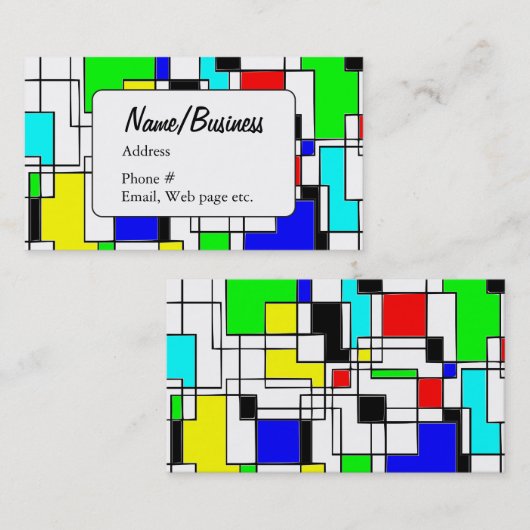 Carte De Visite Artiste Motif d'art Carré Abstrait (Devant / Derrière)