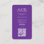 Carte De Visite Artiste Nail Moderne Nail Tech Royal Purple Monogr (Dos)