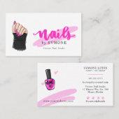 Carte De Visite Artiste Nail Tech | Nails Designer Joli Salon Bus (Devant / Derrière)