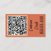 Carte De Visite Artiste Ongle Gras Fond Orange Brûlé Script (Dos)