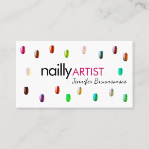 Carte De Visite Artiste Ongles Acryliques Maquillage élégant