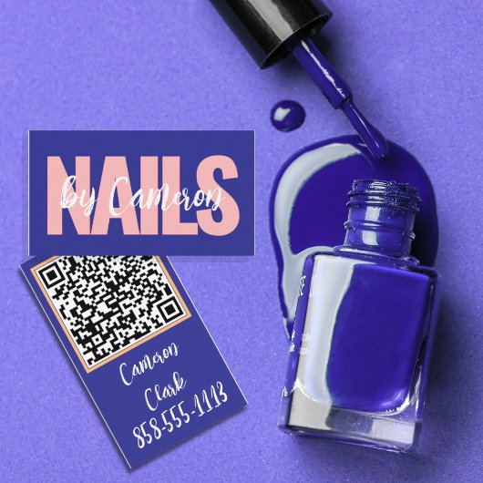 Carte De Visite Artiste Ongles Gras Fond Violet Écriture Script