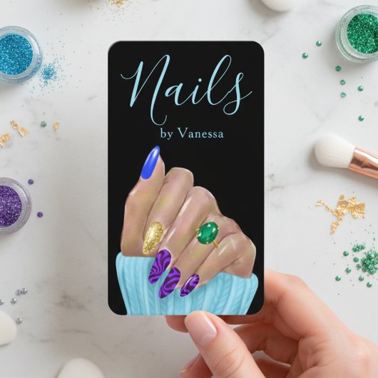 Carte De Visite Artiste Ongles Propre Code QR Technicien Ongles Mo