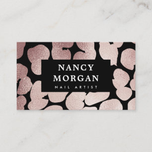 Carte De Visite Artiste Ongles Rose Gold Pailleté Guépard