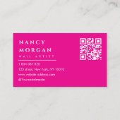 Carte De Visite Artiste Ongles Rouge Imprimé Léopard Code Qr  (Dos)