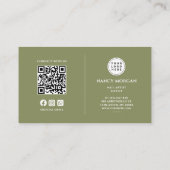 Carte De Visite Artiste Ongles Vert Olive 3 Grille de Photos Code (Dos)