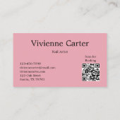 Carte De Visite Artiste Ongulaire Olive Green Pink Script (Dos)