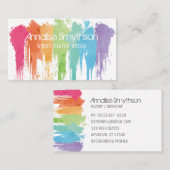 Carte De Visite Artiste peint Splash Art Moderne (Devant / Derrière)