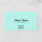 Carte De Visite Artiste-peintre moderne Turquoise et Black Party (Dos)