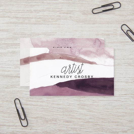 Carte de visite artiste peinture aquarelle (Devant/Arrière en situation)