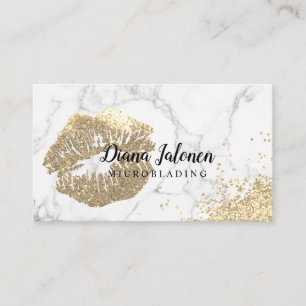 Carte De Visite Artiste PMU Microblading Sparkling Marble Gold