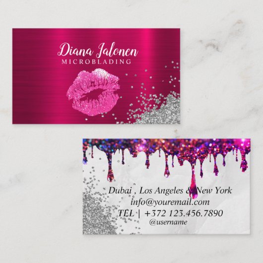 Carte De Visite Artiste PMU Microblading Sparkling Rose (Devant / Derrière)