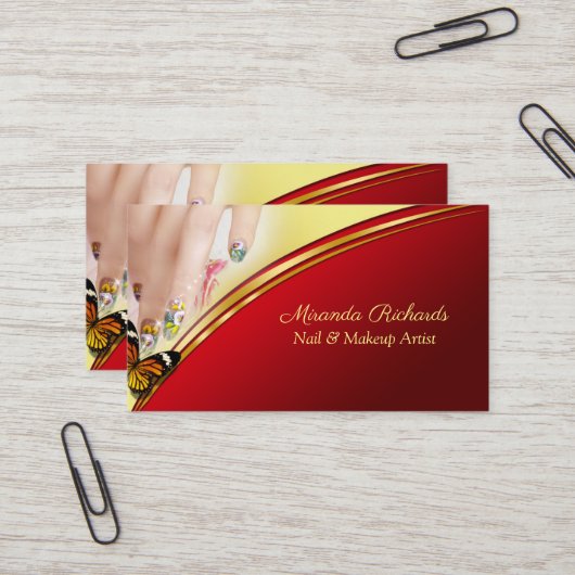 Carte De Visite Artiste professionnel de maquillage glamour (Devant/Arrière en situation)