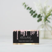 Carte De Visite Artiste professionnel maquillage noir perches rose (Debout devant)