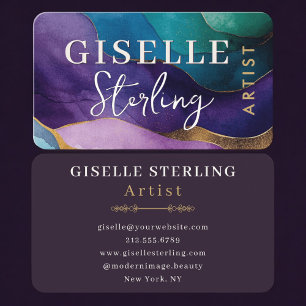 Carte De Visite Artiste Purple Gold Professionnel