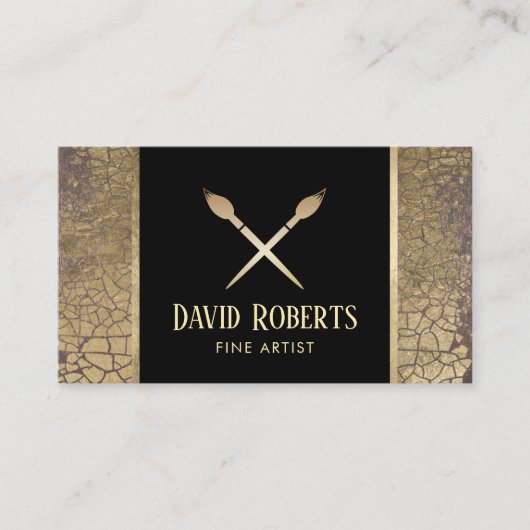 Carte De Visite Artiste raffiné Enseignant Art Moderne Cracker Or (Devant)