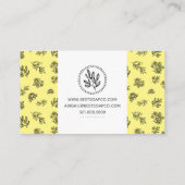 Carte De Visite Artiste Rose et Feuille Jaune à main (Dos)