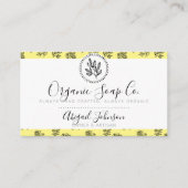 Carte De Visite Artiste Rose et Feuille Jaune à main (Devant)